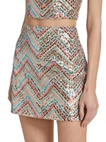 Chevron Sequined Miniskirt