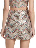 Chevron Sequined Miniskirt