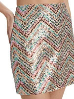 Chevron Sequined Miniskirt