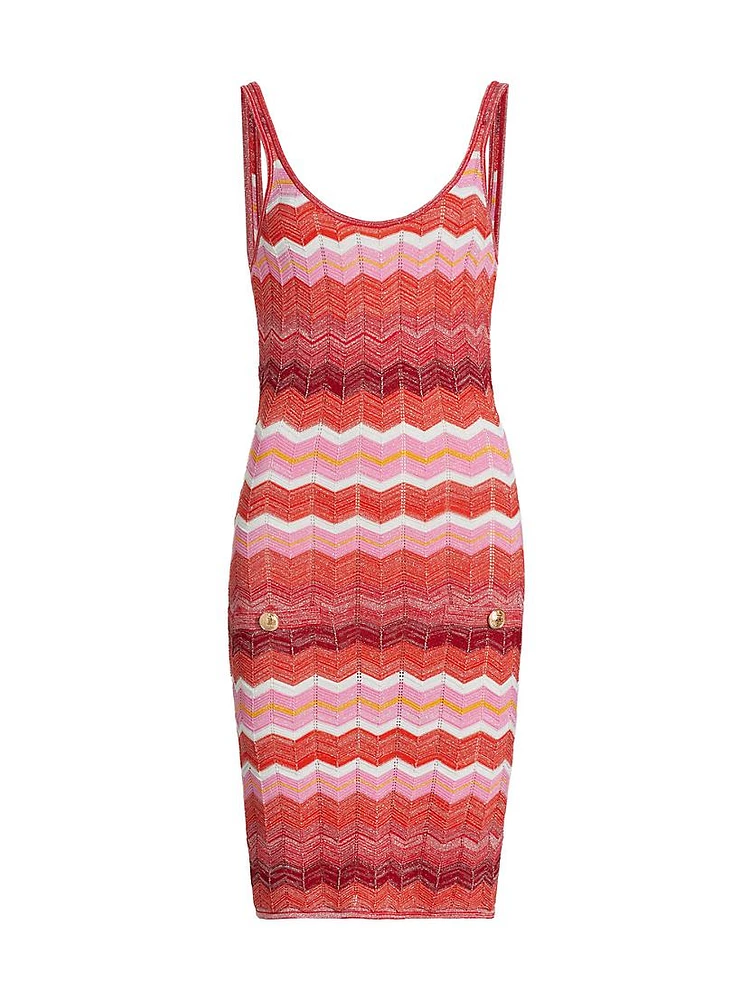 Multi Metallic Zig-Zag Tank Minidress