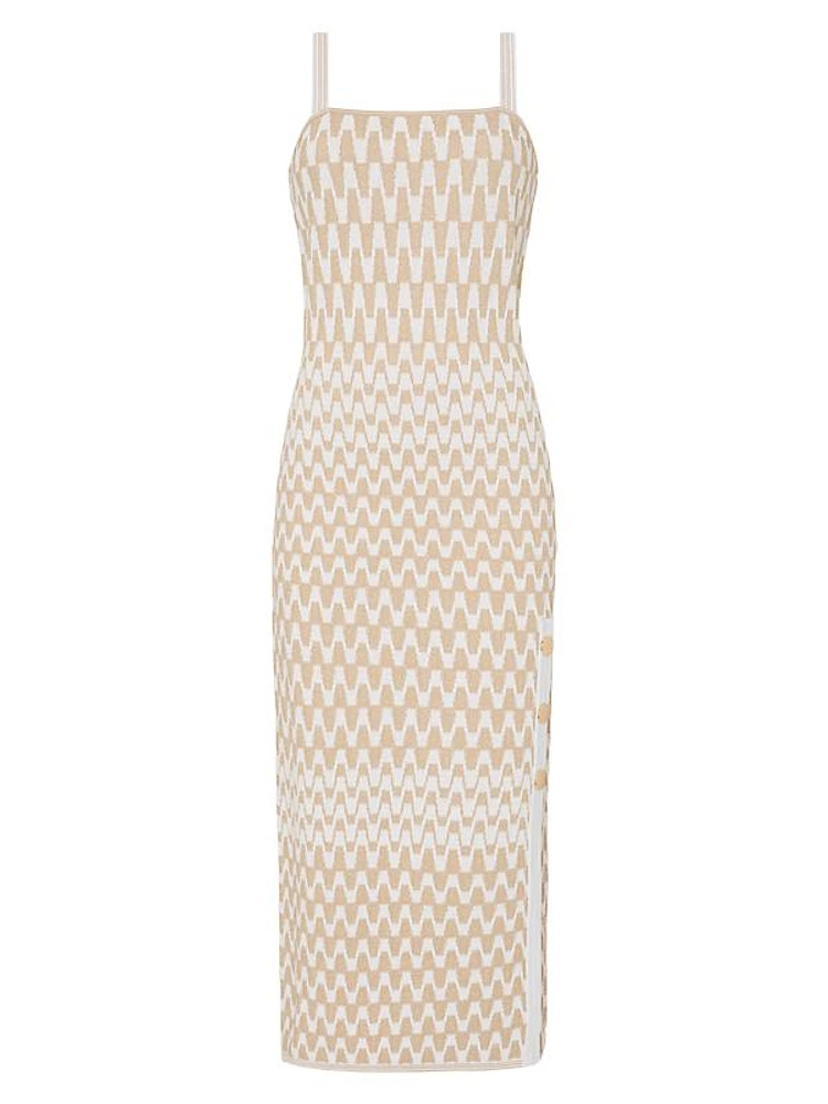 Zig-Zag Knit Sleeveless Midi-Dress