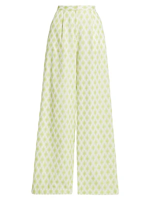 Meri Geometric Cotton Wide-Leg Pants