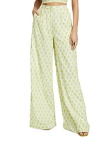 Meri Geometric Cotton Wide-Leg Pants