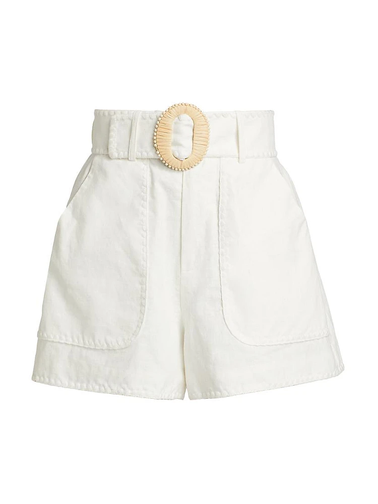 Orena Linen-Cotton Belted Shorts