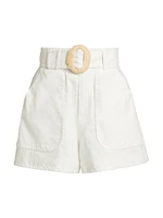 Orena Linen-Cotton Belted Shorts