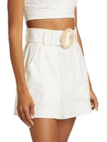 Orena Linen-Cotton Belted Shorts