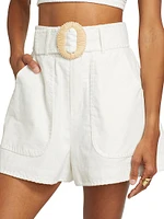 Orena Linen-Cotton Belted Shorts