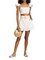 Orena Linen-Cotton Belted Shorts