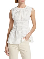 Kiki Ruched Cotton Poplin Top