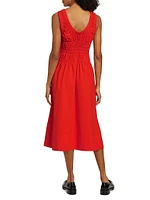 Penny Cotton Poplin Midi-Dress