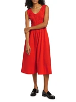 Penny Cotton Poplin Midi-Dress