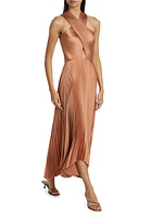 Athena II Pleated Halter Midi-Dress