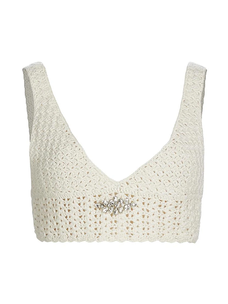 Lia Crystal-Embellished Crochet Bralette