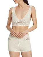 Lia Crystal-Embellished Crochet Bralette