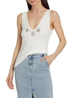 Serafina Crystal-Embellished Rib-Knit Tank Top