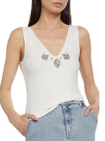 Serafina Crystal-Embellished Rib-Knit Tank Top