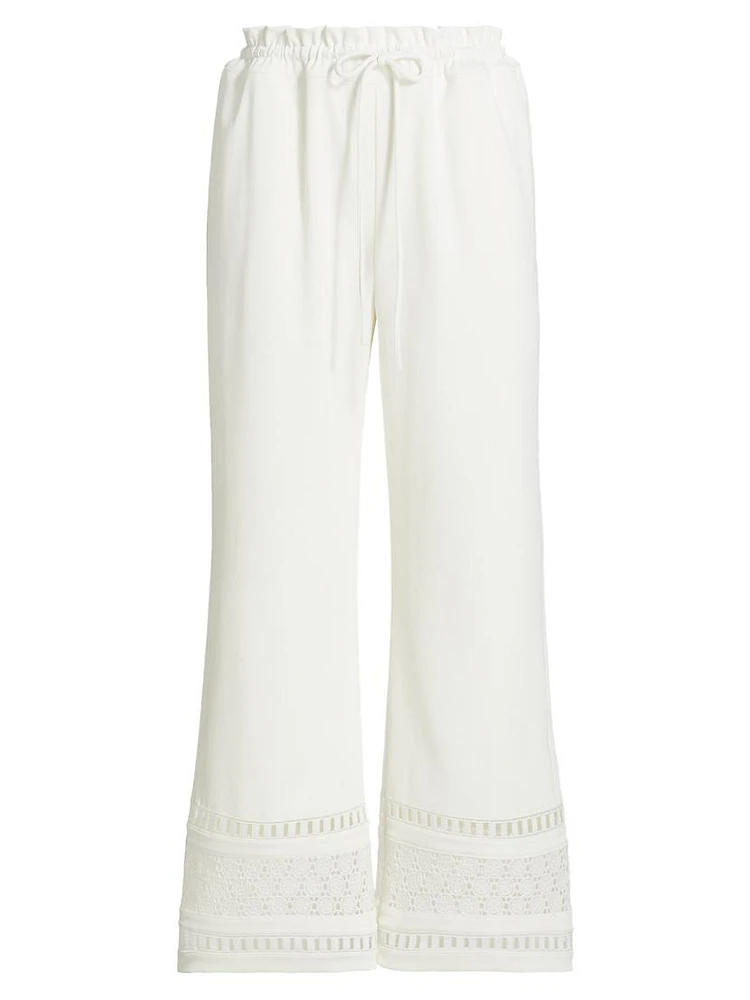 Rosa Lace-Trimmed Straight-Leg Pants