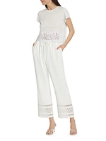 Rosa Lace-Trimmed Straight-Leg Pants