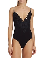 Sharona Lace-Trimmed Cotton-Blend Bodysuit