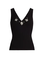 Serafina Crystal-Embellished Rib-Knit Tank Top