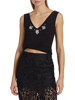 Serafina Crystal-Embellished Rib-Knit Tank Top