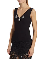 Serafina Crystal-Embellished Rib-Knit Tank Top