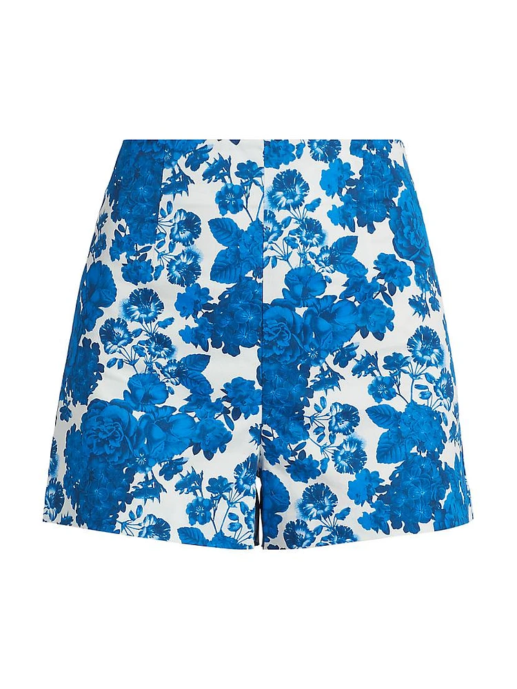 Danny Floral Cotton High-Waisted Shorts