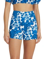 Danny Floral Cotton High-Waisted Shorts