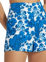 Danny Floral Cotton High-Waisted Shorts