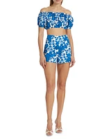 Danny Floral Cotton High-Waisted Shorts