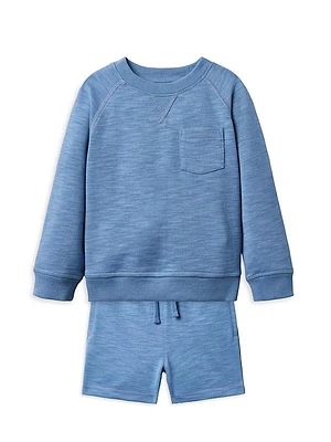 Little Boy's & Boy's Slub Terry Sweatshirt & Shorts Set