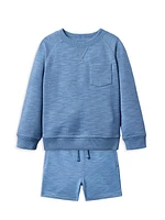Little Boy's & Boy's Slub Terry Sweatshirt & Shorts Set