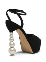 Natalia Pearl 140MM Suede Platform Sandals