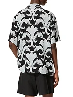 Metamorphos Wall Print Silk Bowling Shirt