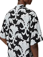 Metamorphos Wall Print Silk Bowling Shirt