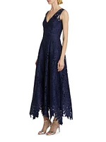 Miuccia Palm Leaf Lace Maxi Dress