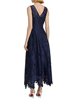 Miuccia Palm Leaf Lace Maxi Dress