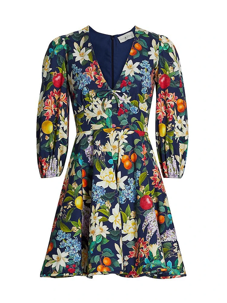 Dolce Floral Fruit Print Minidress