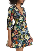 Dolce Floral Fruit Print Minidress