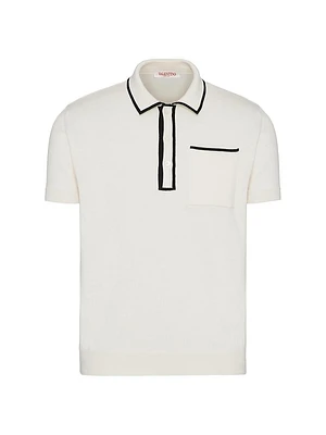 Cotton Polo Shirt with Signature VLogo Embroidery