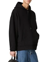 Cotton Hooded Sweatshirt with Metallic V Detail