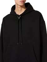 Cotton Hooded Sweatshirt with Metallic V Detail