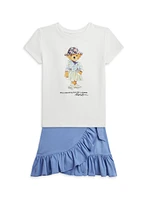 Little Girl's & Ruffle-Trim Wrap Skort