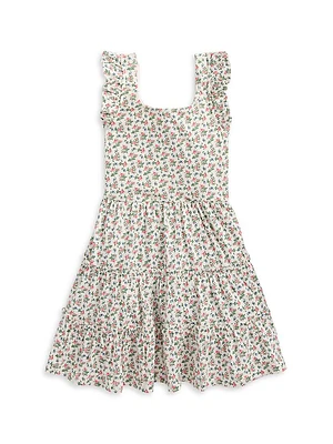 Little Girl's & Floral Ruffle-Trim Dress