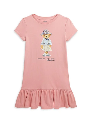 Little Girl's & Polo Bear Ruffled T-Shirt Dress