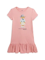 Little Girl's & Polo Bear Ruffled T-Shirt Dress