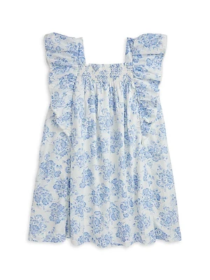 Little Girl's & Floral Flounce Dress