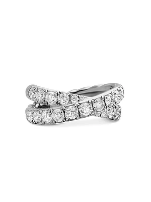 DY Crossover Band Ring in Platinum