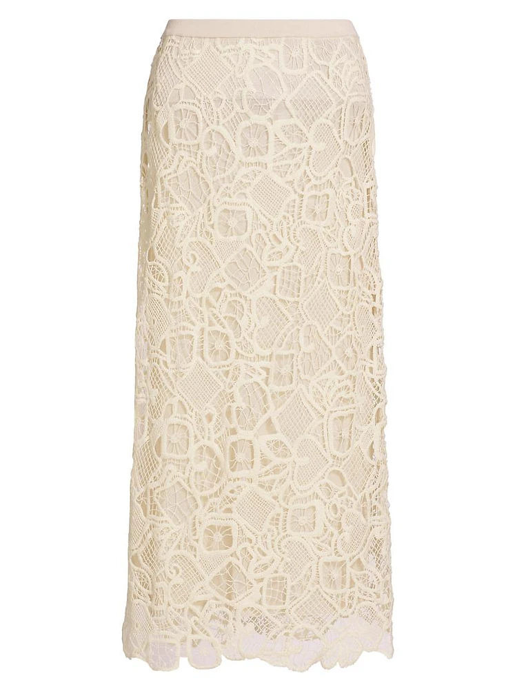 Shay Geometric Lace Cotton Midi Skirt