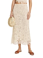 Shay Geometric Lace Cotton Midi Skirt